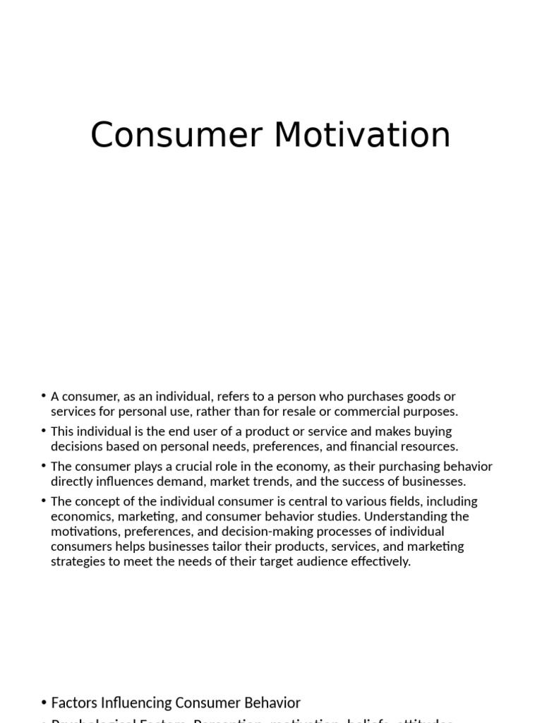 Understanding Consumer Motivation Factors | PDF | Motivation | Motivational