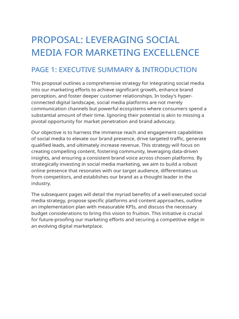 Social Media Marketing Strategy Proposal | PDF | Social Media Marketing ...