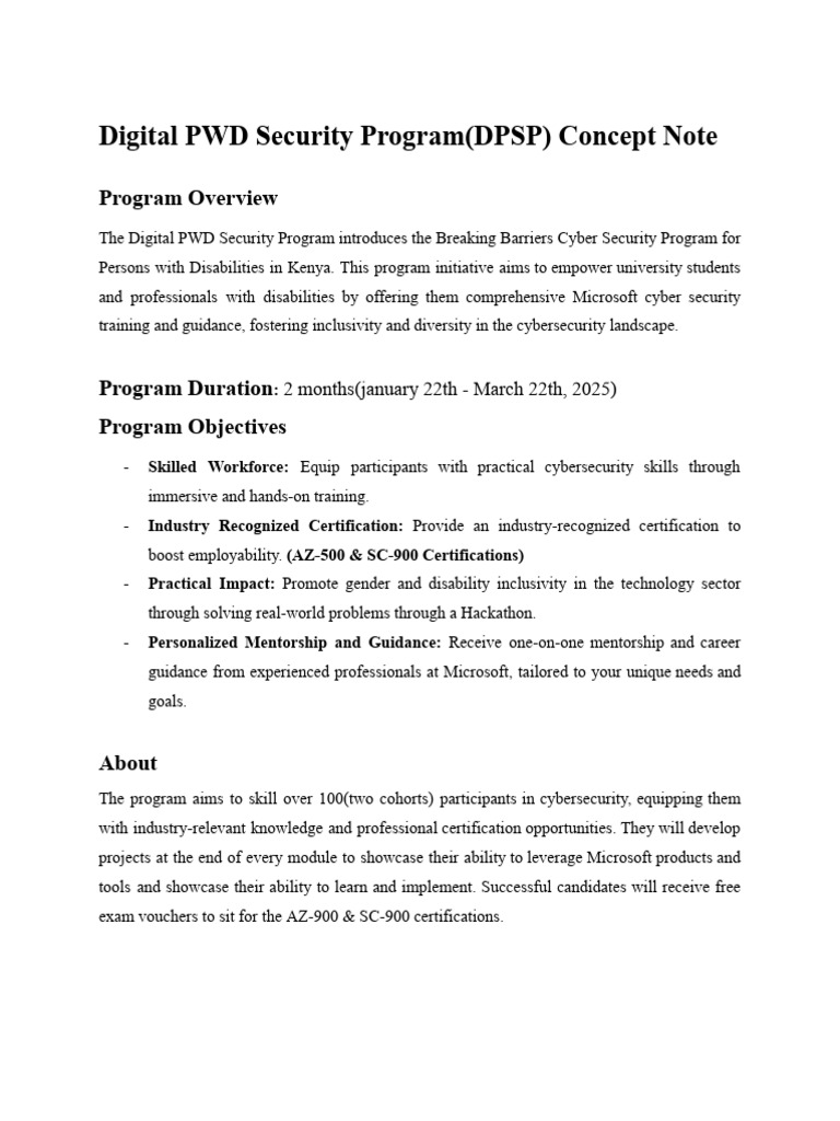 Digital PWD Security Program (DPSP) Concept Note | PDF | Computer ...