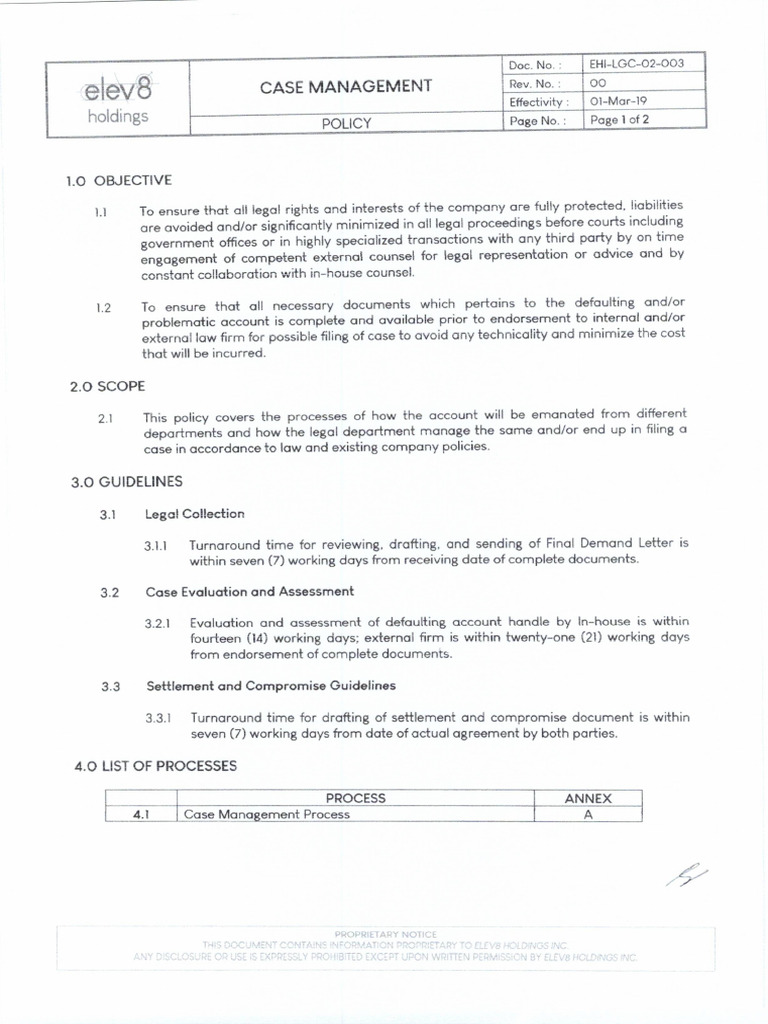 Case Management Policy | PDF