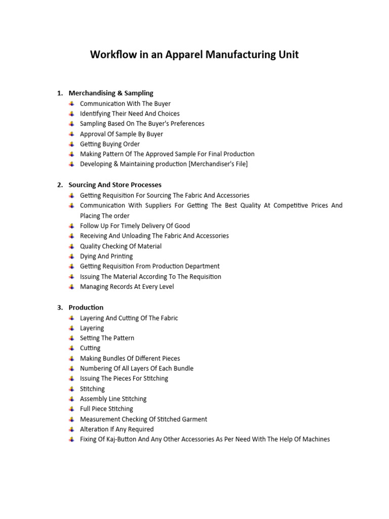 Apparel Manufacturing Workflow Guide | PDF