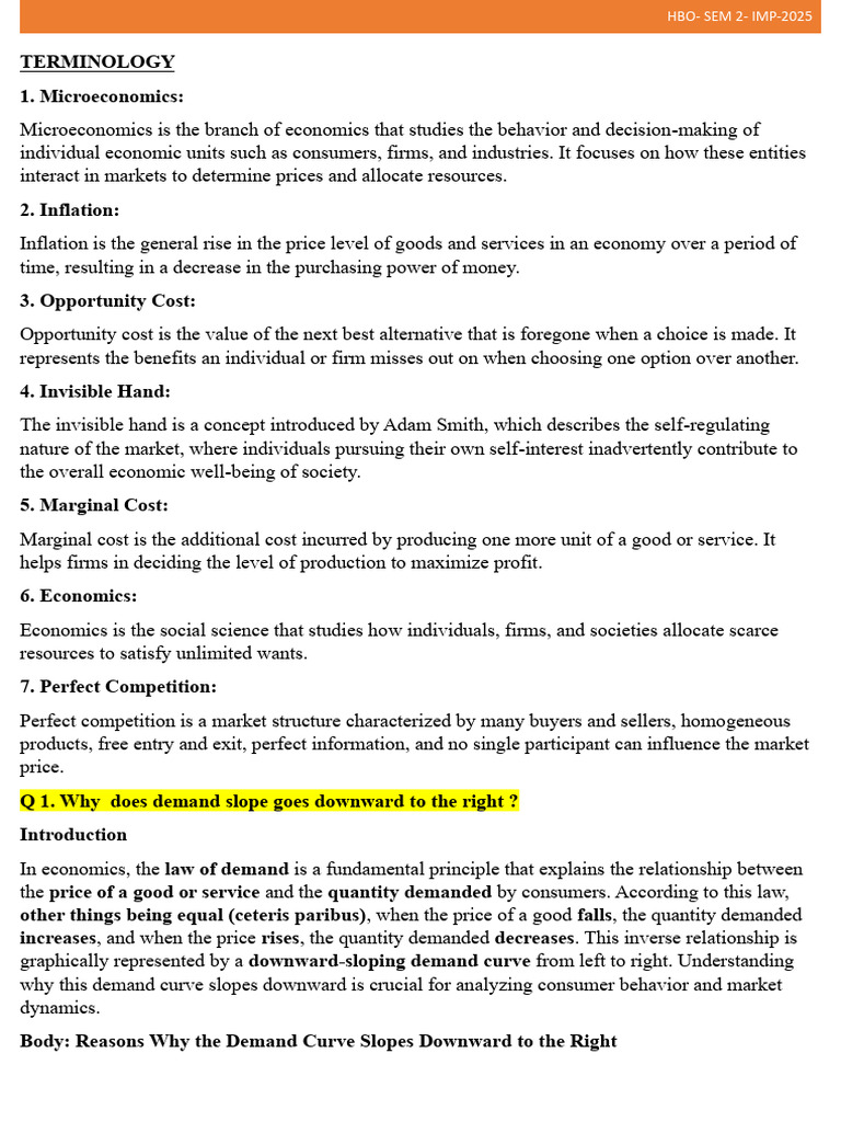 Eco Imp - Sem-2 | PDF | Inflation | Economics