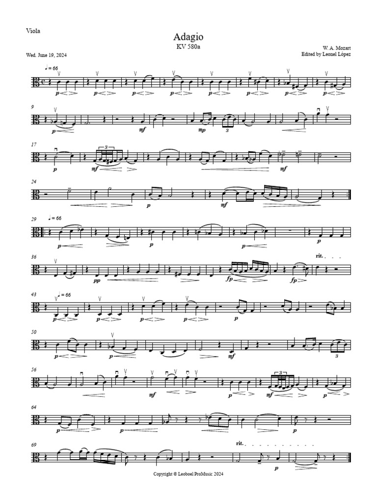 Adagio For Cor Anglais & Strings-Viola | PDF