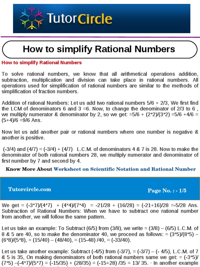 How To Simplify Rational Numbers | PDF | Fraction (Mathematics ...