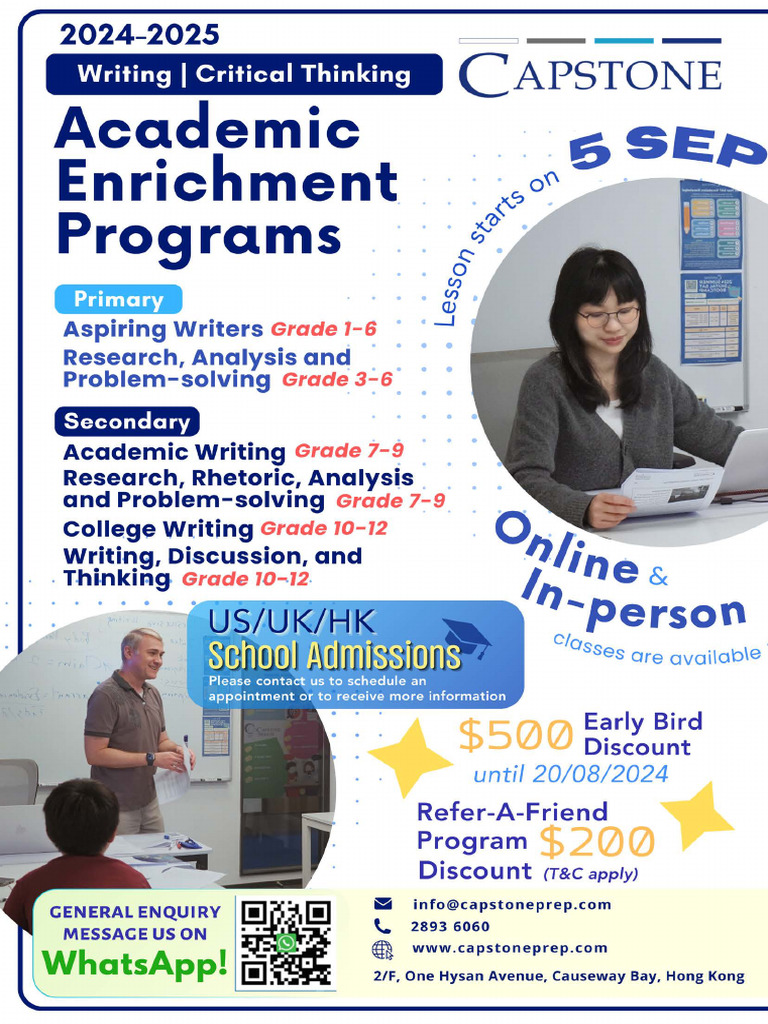 2024 2025 Academic Enrichment Program Writing and Critical Thinking ...