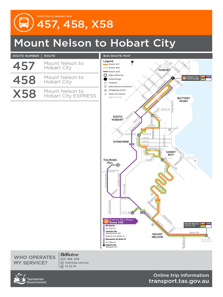 Mount Nelson To Hobart City | PDF | Bus Transport