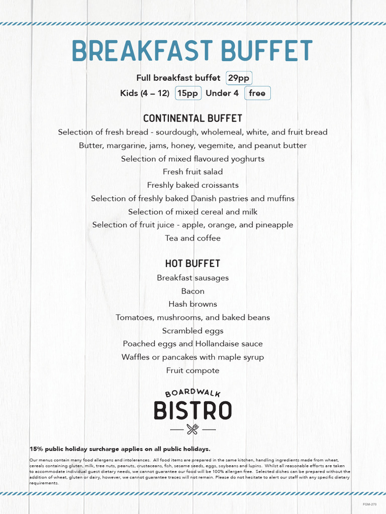 Boardwalk Breakfast Buffet Menu | PDF | Pancake | Foods