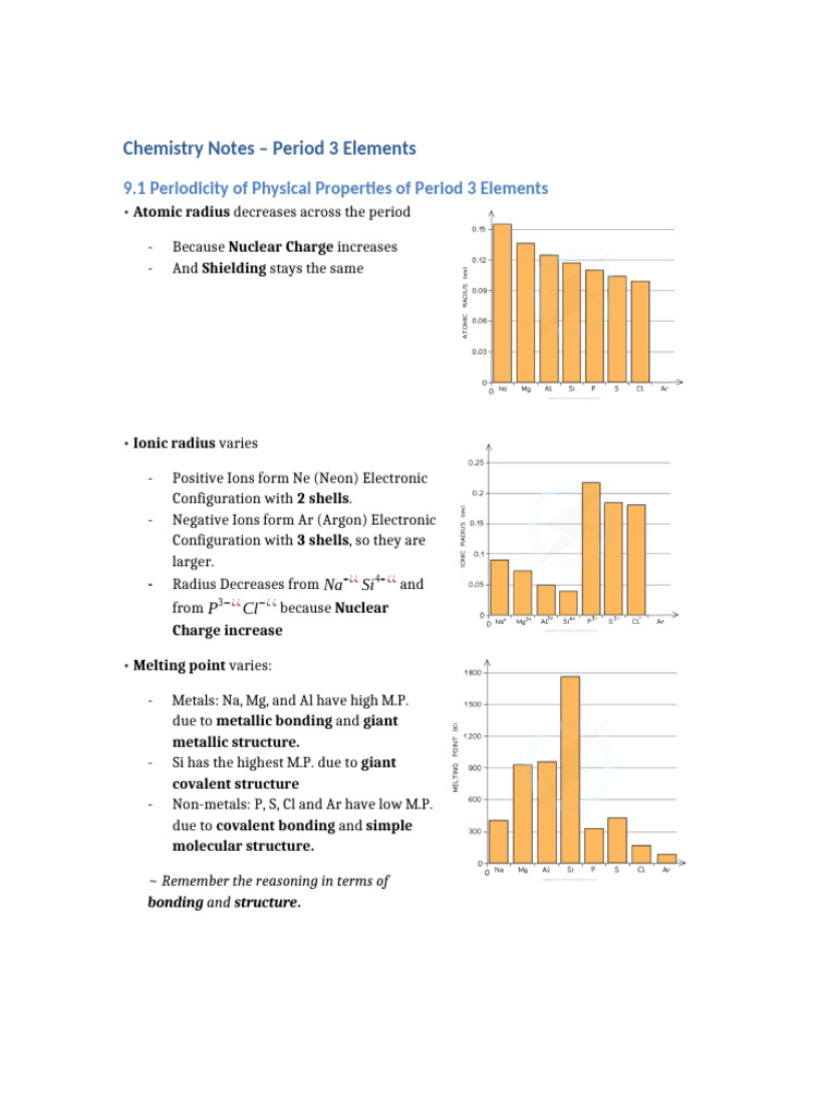 Period 3 Elements: Properties & Trends | PDF | Chemical Bond | Ion