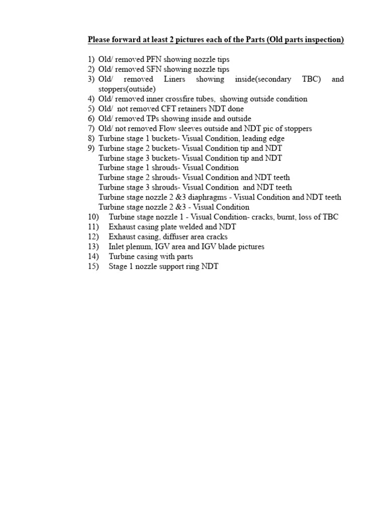 Parts Inspection Photo Requirements | PDF
