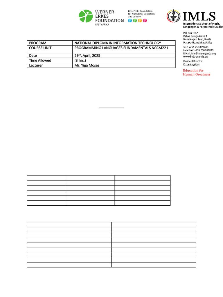 C Programming Fundamentals Exam Guide | PDF | Computer Program ...