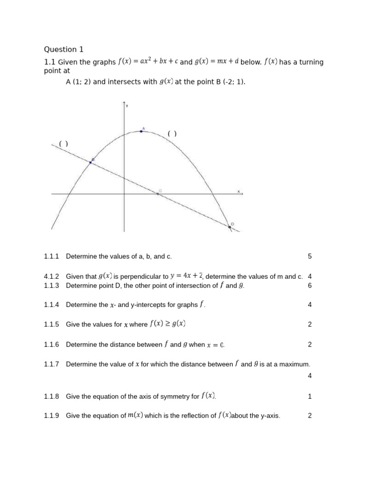 Graph Analysis and Function Intersections | PDF