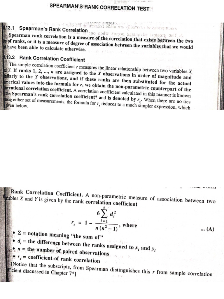 Spearman Rank Correlation Test | PDF