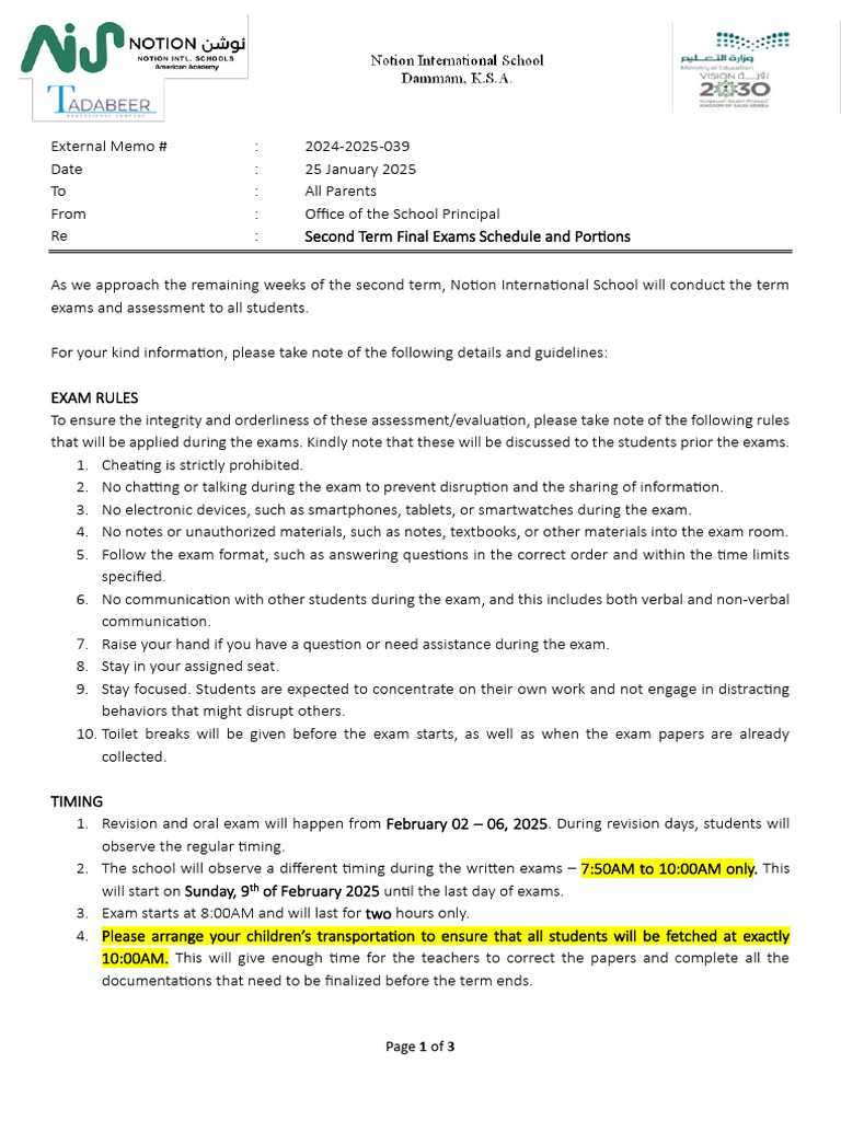 Second Term Exam Guidelines 2024-25 | PDF | Communication