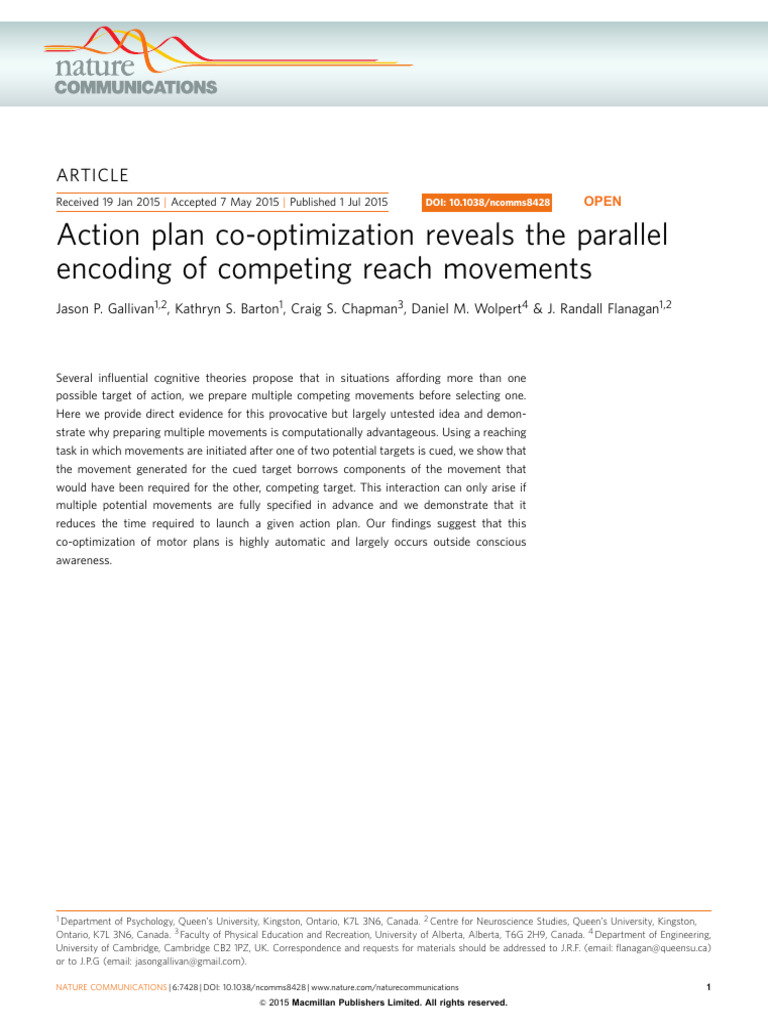 Action Plan Co-Optimization Reveals The Parallel Encoding of Competing ...