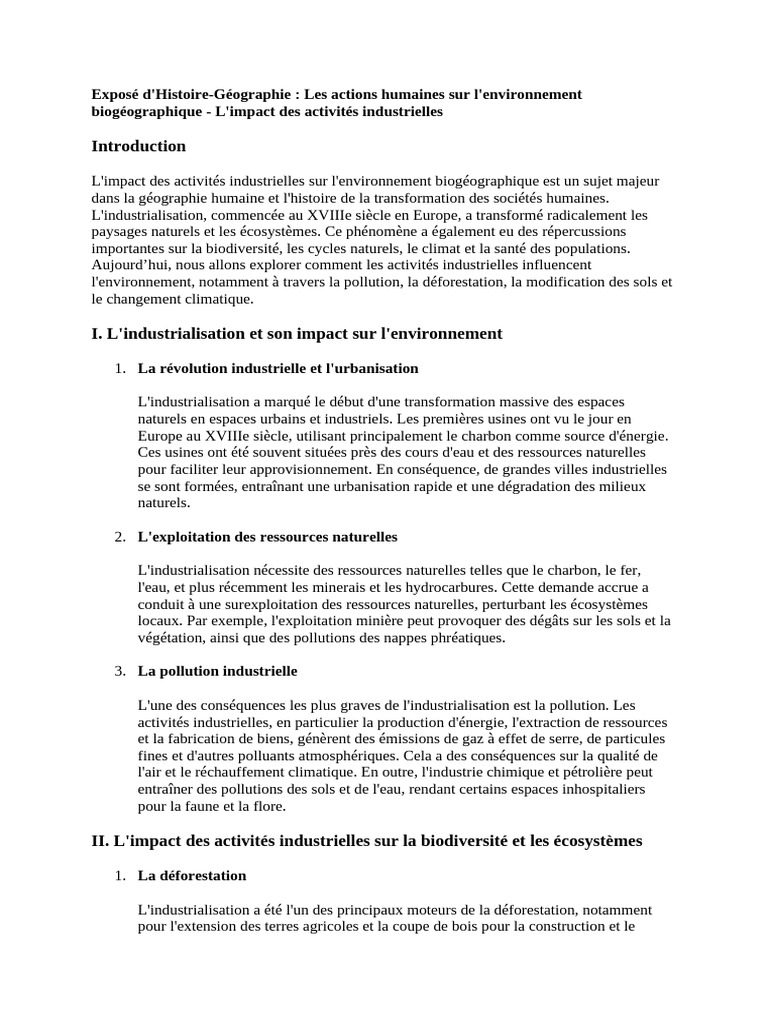 Impact des activités industrielles sur l'environnement | PDF ...