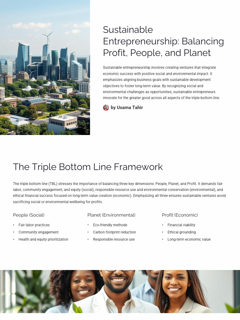 5 Sustainable Entrepreneurship Balancing Profit People and Planet | PDF ...