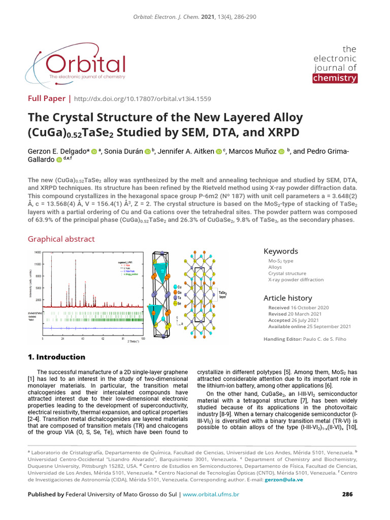 The Crystal Structure of The New Layered Alloy CuG | PDF | Materials ...