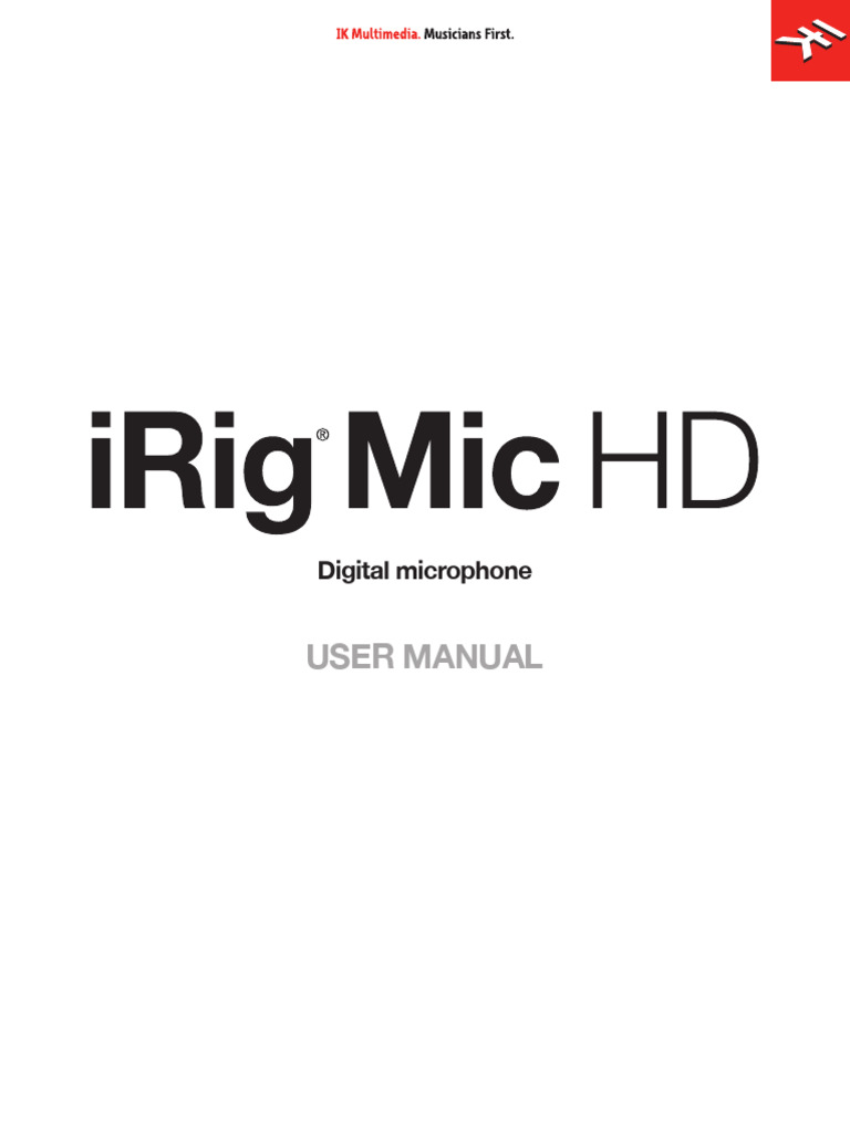 iRig Mic HD User Manual | PDF | Microphone | Ios