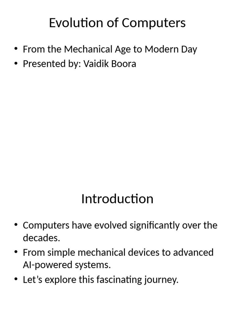 Evolution Of Computers Presentation Pdf