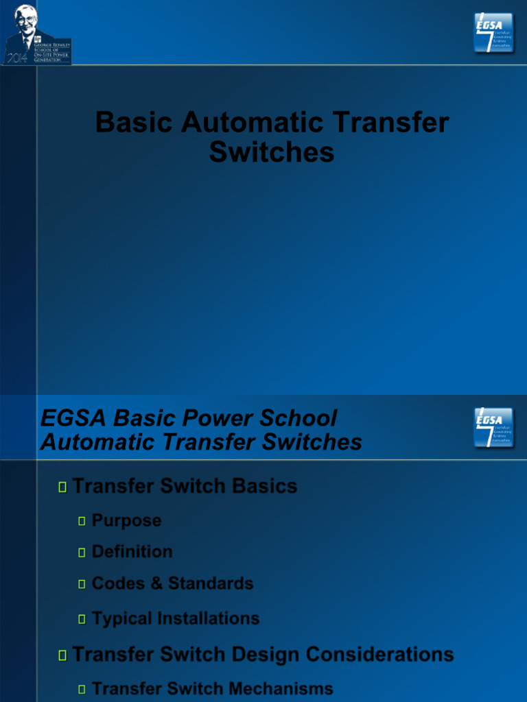 Automatic Transfer Switch Overview | PDF | Switch | Electric Arc