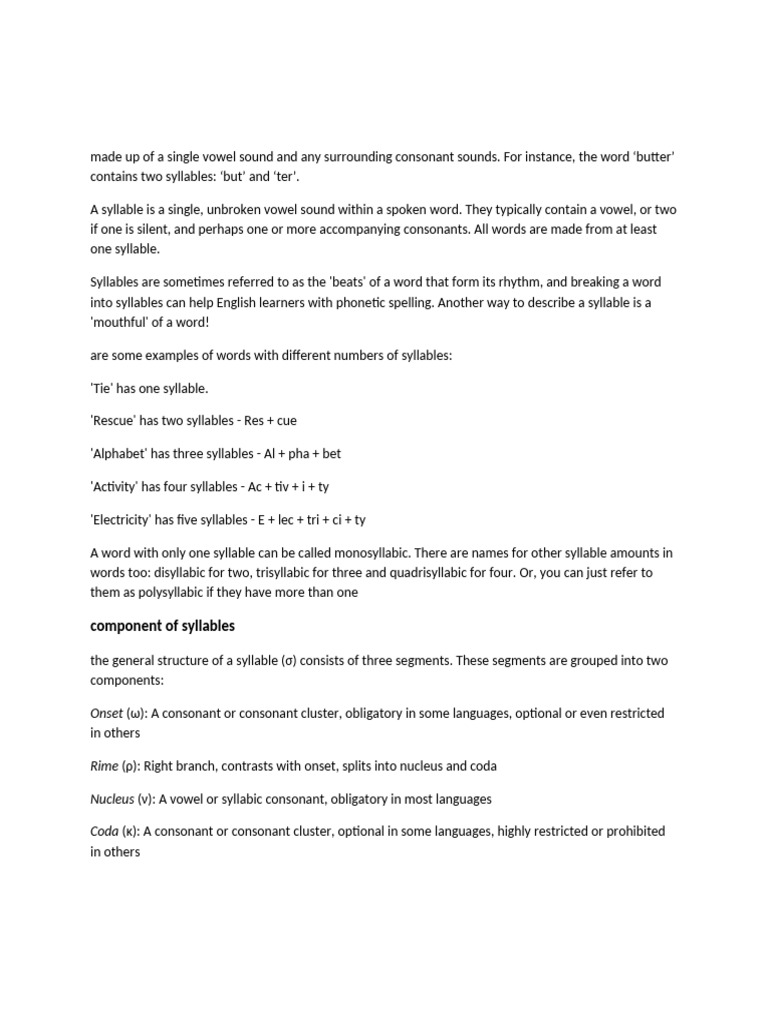 Understanding Syllables in Language | PDF | Syllable | Languages