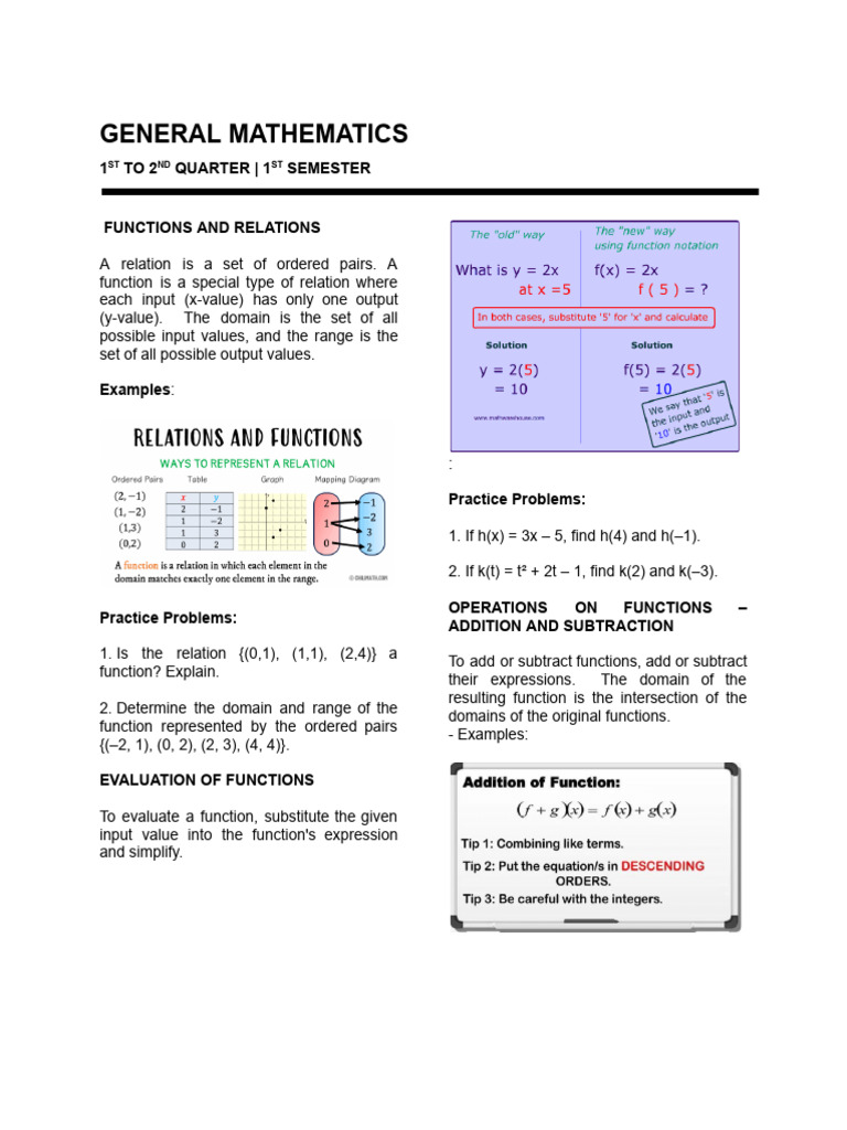 Functions and Operations in Mathematics | PDF | Logarithm | Function ...