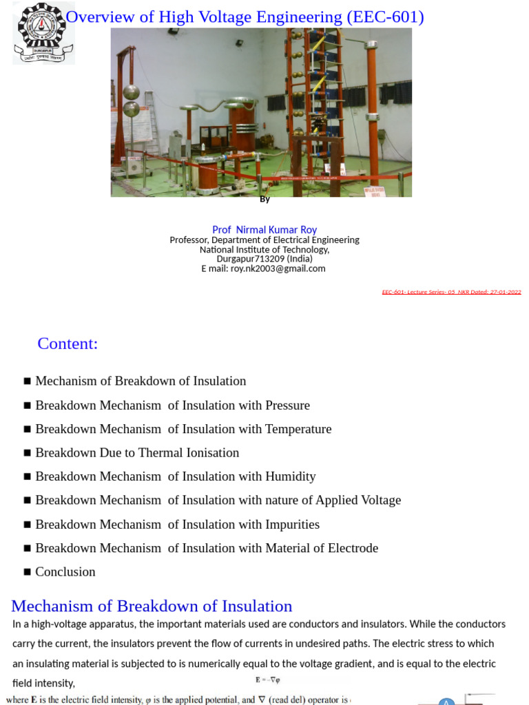 EEC-601 - 5 Overview High Voltage Engineering | PDF | Electrical ...