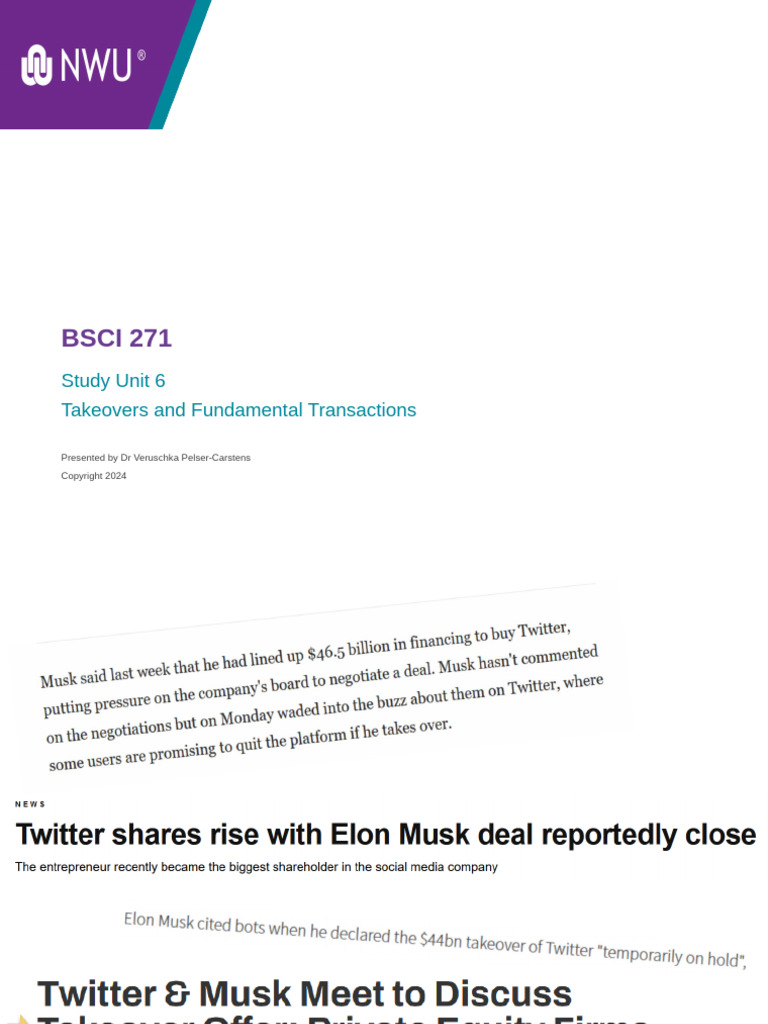 Takeovers and Fundamental Transactions | PDF | Mergers And Acquisitions ...