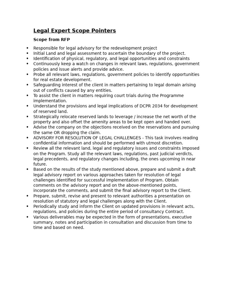 Legal Expert Scope Pointers | PDF | Governance | Regulatory Compliance