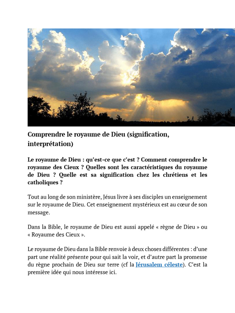 Comprendre le royaume de Dieu | PDF | Doctrines et croyances religieuses