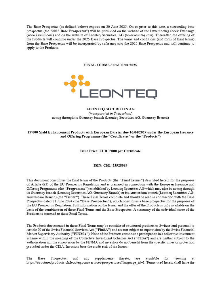 final terms ch1423928089 en PDF Securities (Finance) Derivative