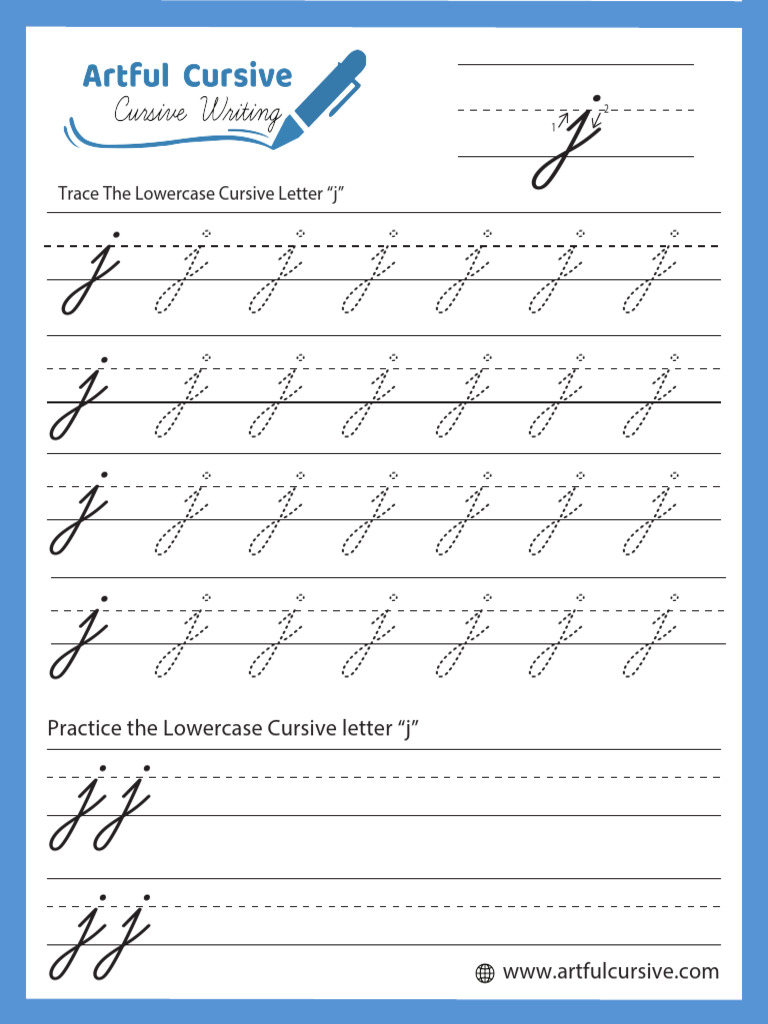 Lowercase Cursive 'j' Worksheet | PDF