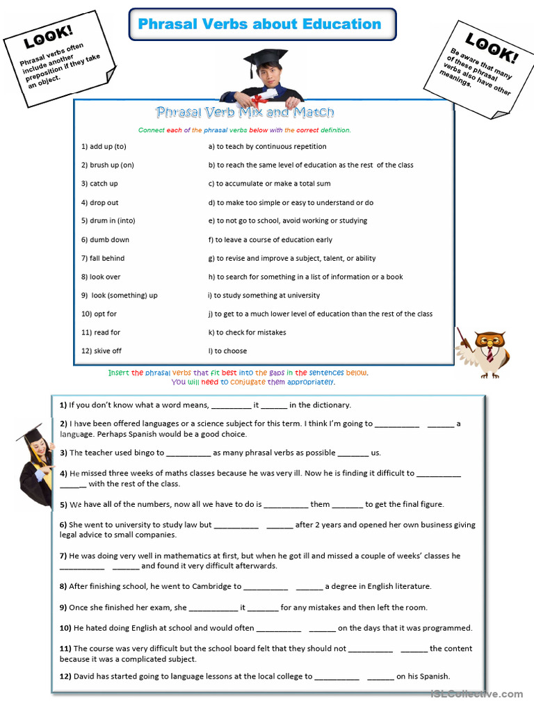 Phrasal Verbs for Education Mastery | PDF | Subject (Grammar) | English ...