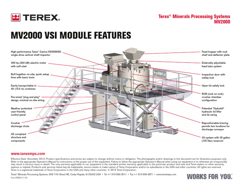 Terex MV2000 VSI Module Specifications | PDF | Equipment