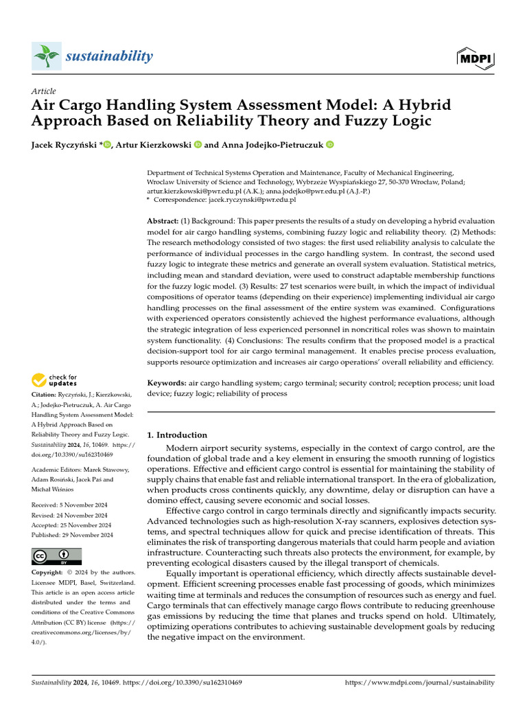 Air Cargo Handling System Evaluation Model | PDF | Reliability ...