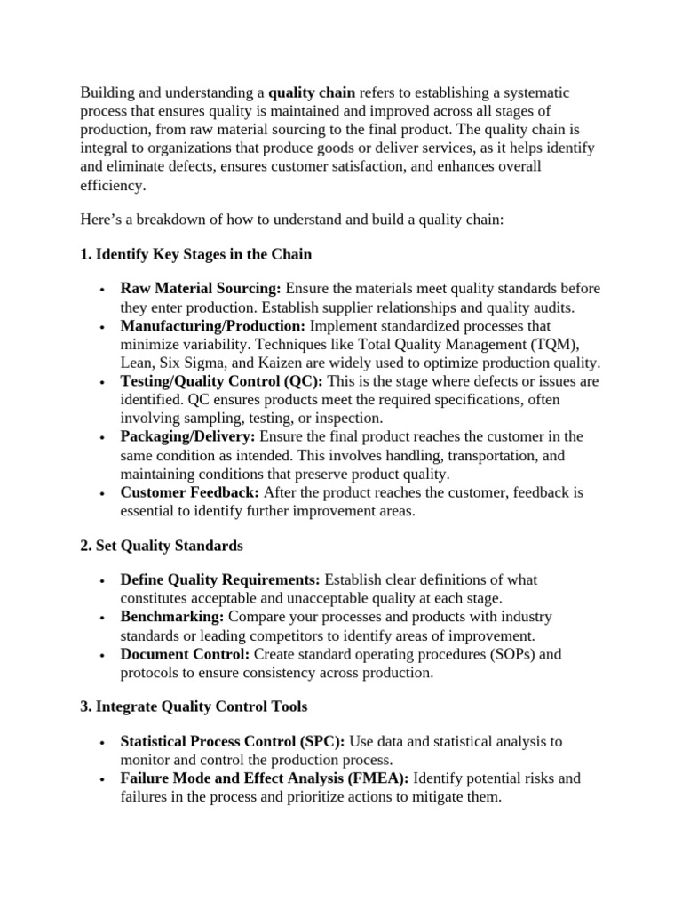 Building an Effective Quality Chain | PDF | Quality (Business ...