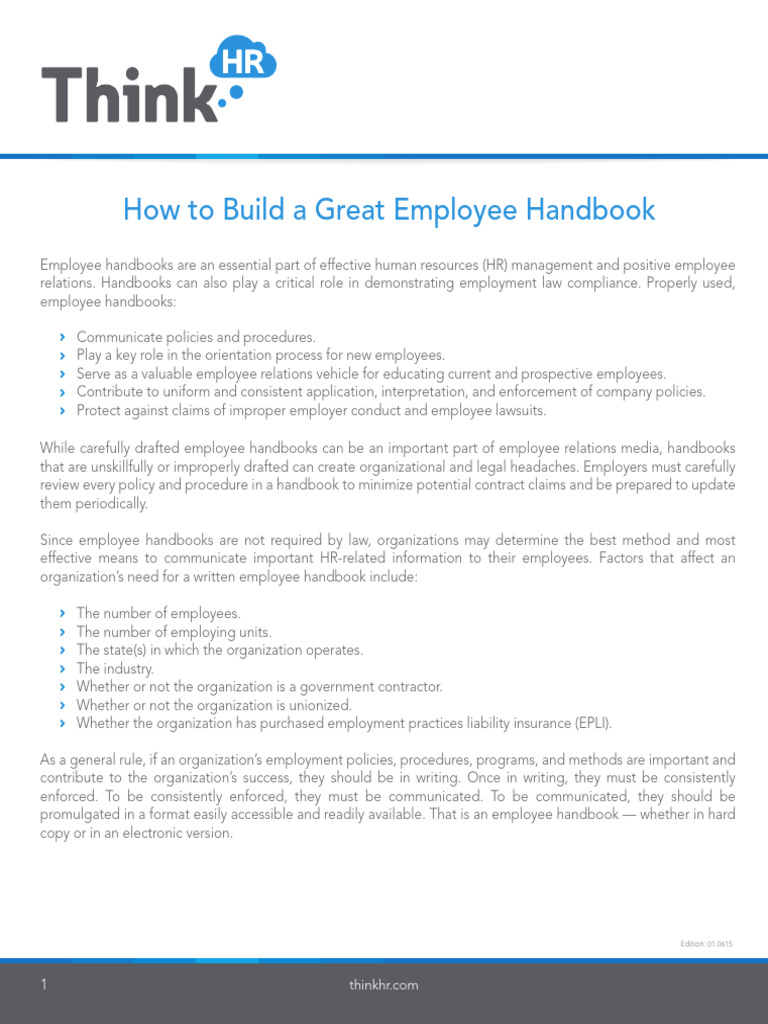 Building an Effective Employee Handbook | PDF | Employment | At Will ...
