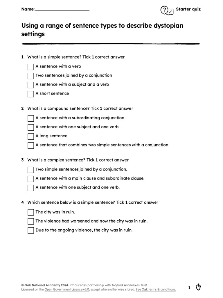 Starter Quiz Questions | PDF