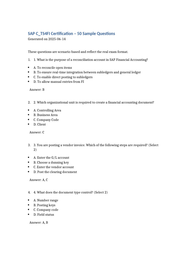 C_TS4FI Certification Sample Questions | PDF