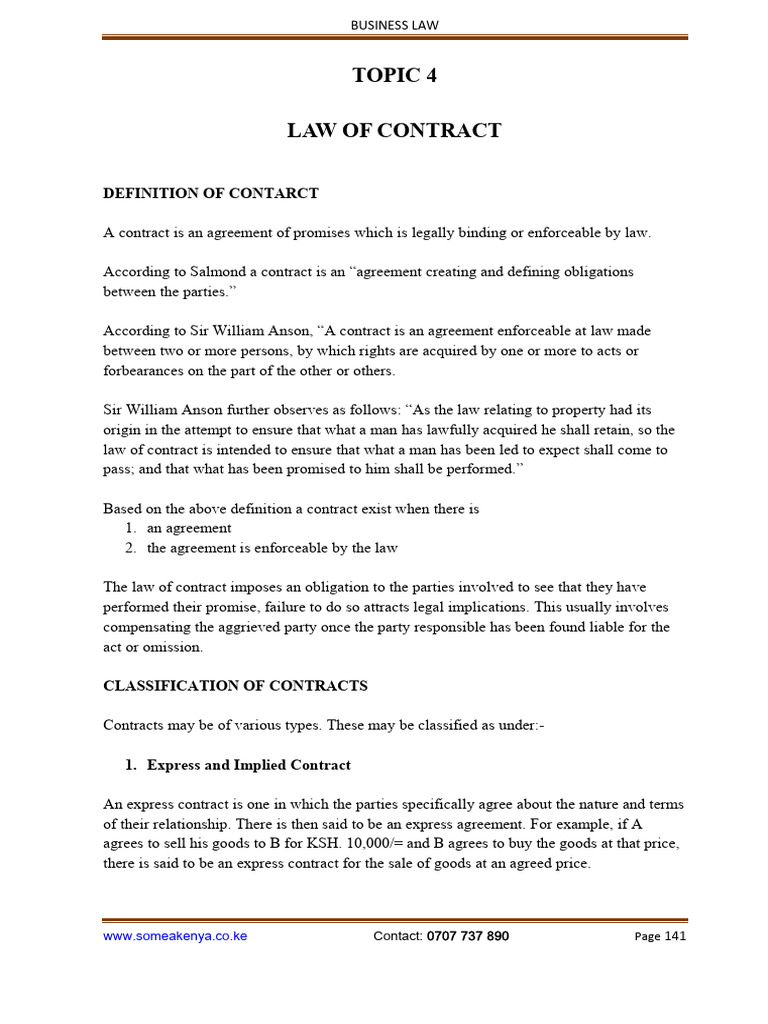 Understanding the Law of Contract | PDF | Offer And Acceptance ...