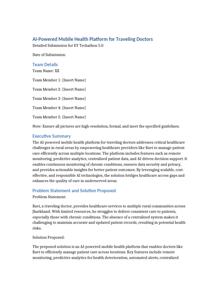 AI Mobile Health Platform Detailed Submission | PDF | Health Care ...