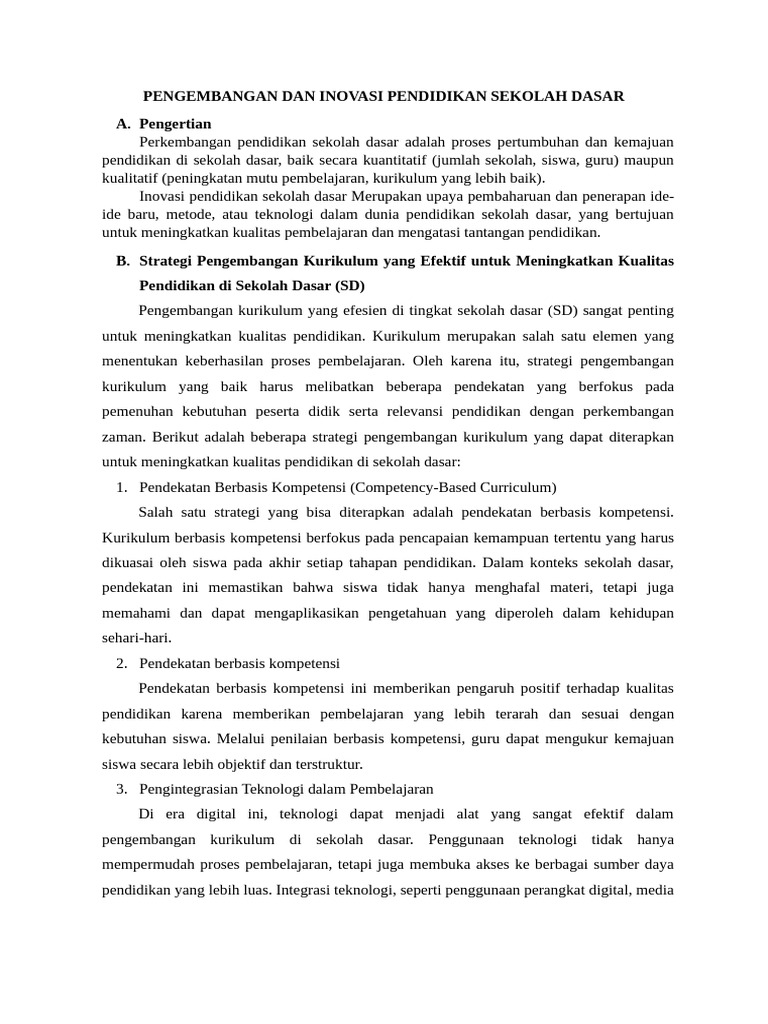 Inovasi dan Strategi Pendidikan SD | PDF