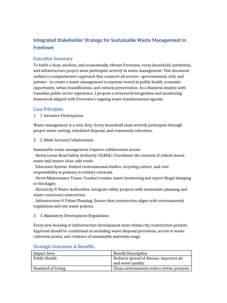Picture of Sustainable Waste Management in Freetown | PDF | Waste Management | Waste