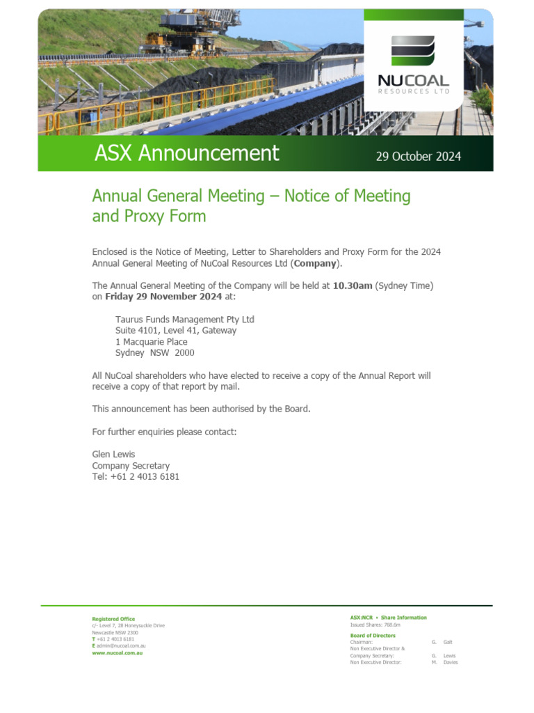 2024.10.29 Notice of Annual General Meeting Proxy Form | PDF | Proxy ...
