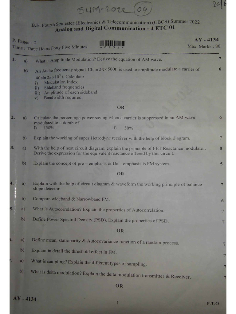 Analog and Digital Communication | PDF