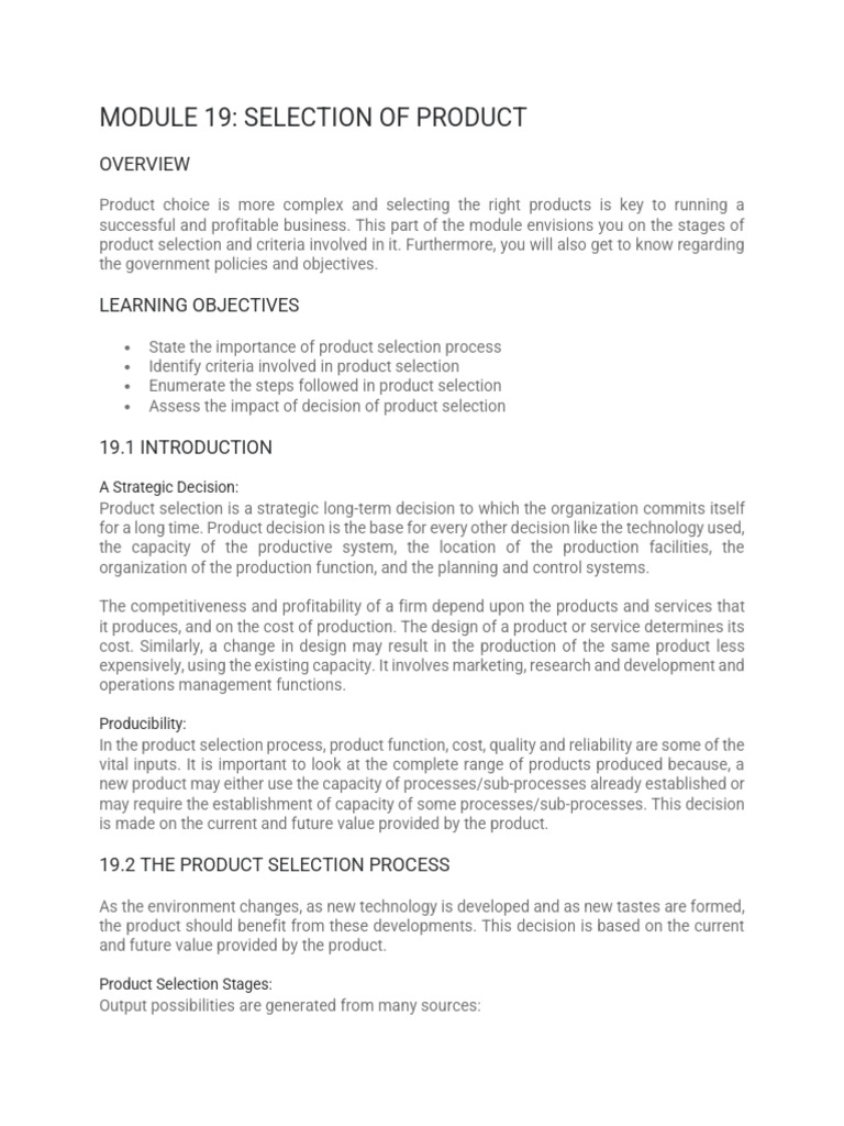 Product Selection Strategies and Criteria | PDF | Economics | Market ...