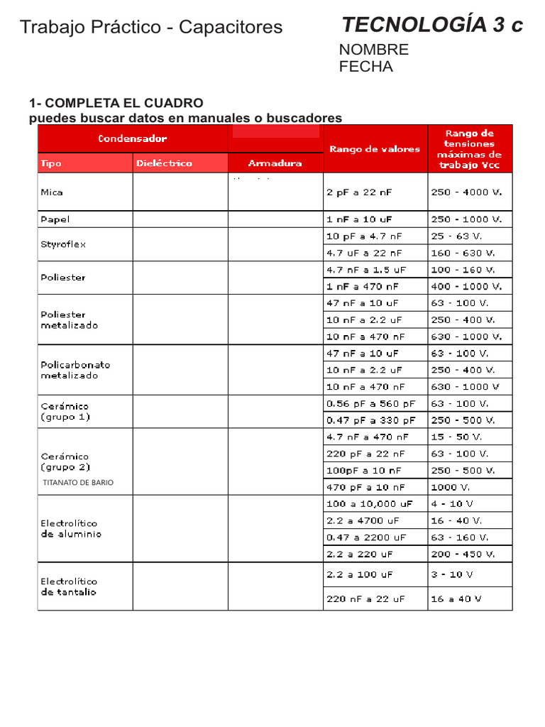 Practico de Capacitores 2025 - Editado | PDF