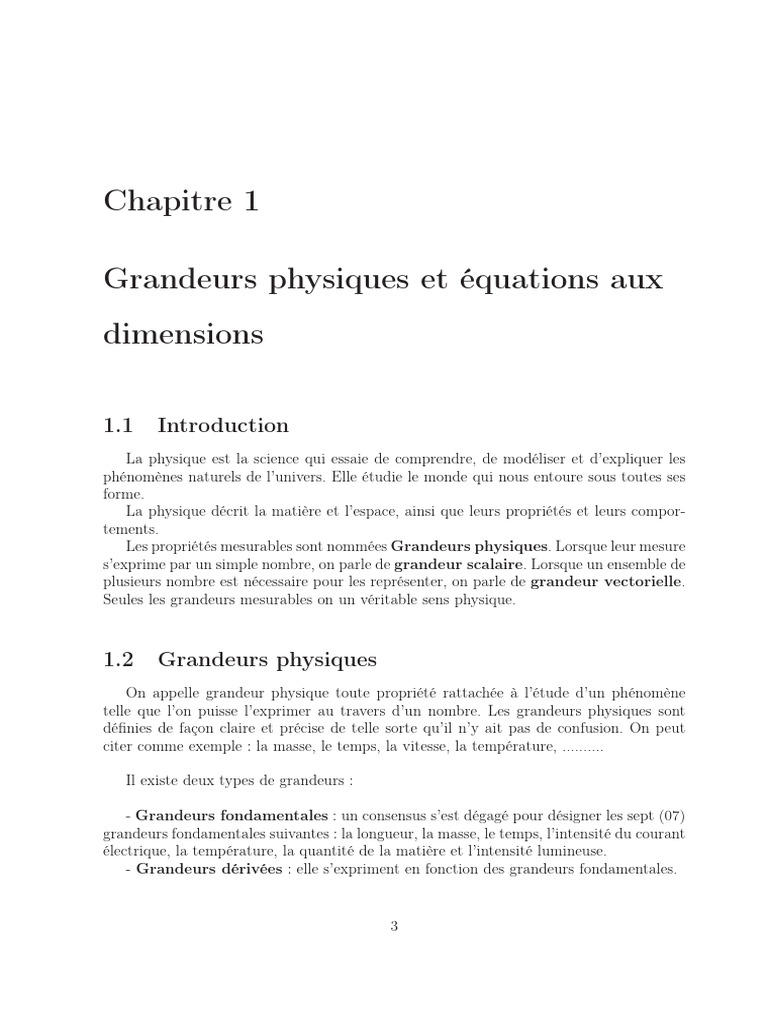 Grandeurs physiques et dimensions en physique | PDF | Physique | Quantité
