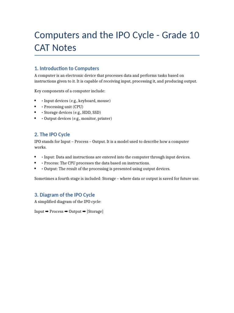 Understanding the IPO Cycle in Computers | PDF