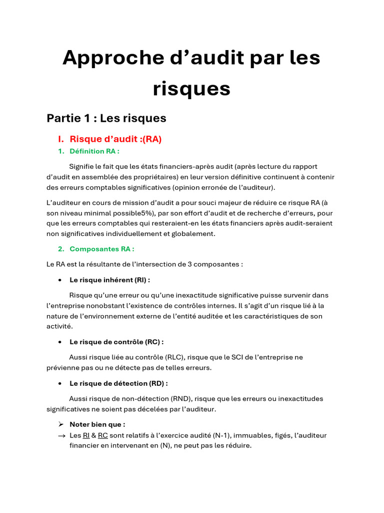 Audit des Risques en Entreprise | PDF | Audit | Contrôle interne